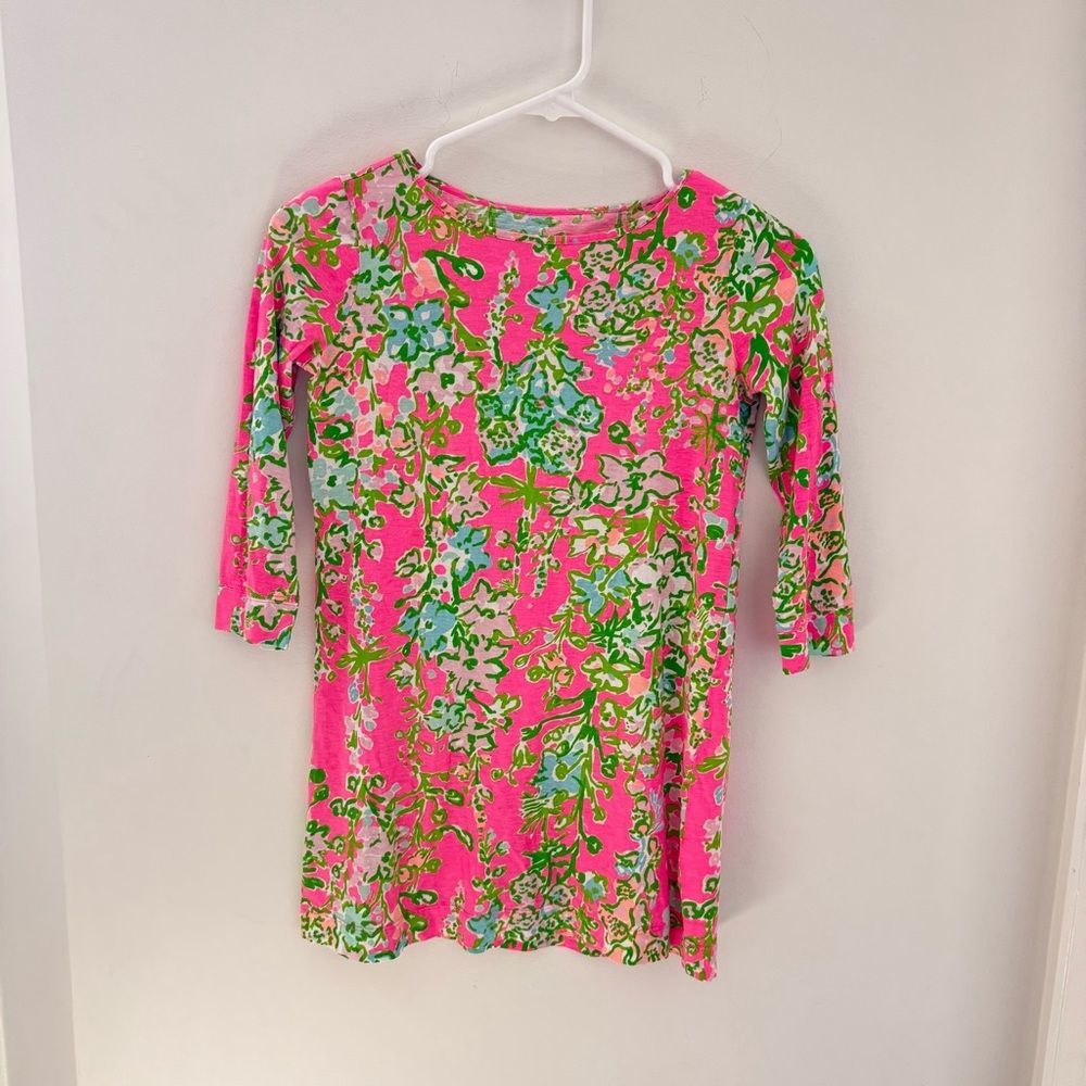 Lilly Pulitzer Mini Marlowe T-Shirt Dress 23492 Southern Charm Print Pink Green